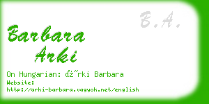 barbara arki business card